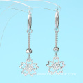 925 Sterling Silver Earrings Long Snowflake Dangle Earrings